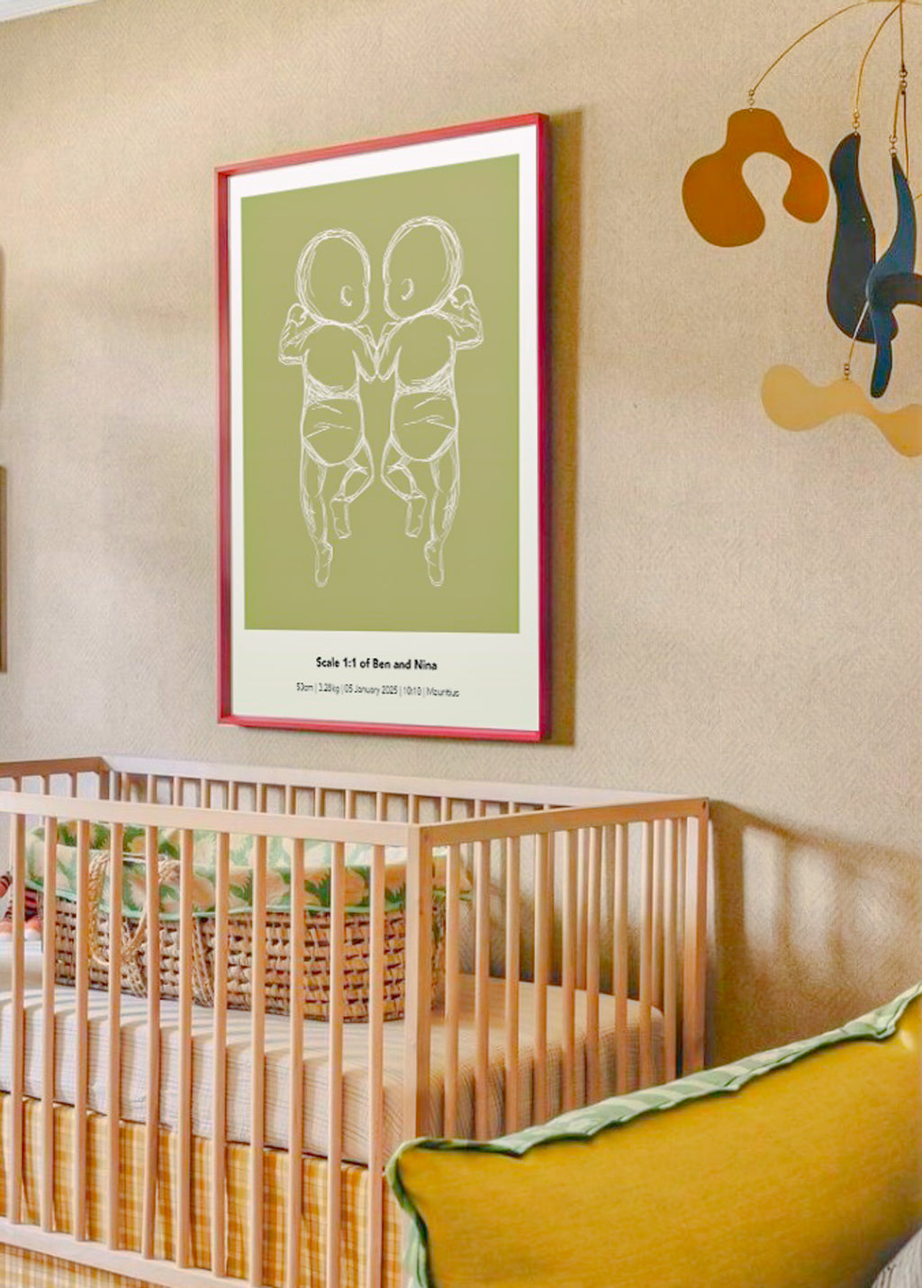 1:1 Scale Custom 300DPI Printable Digital Birth Poster - Sketch Style