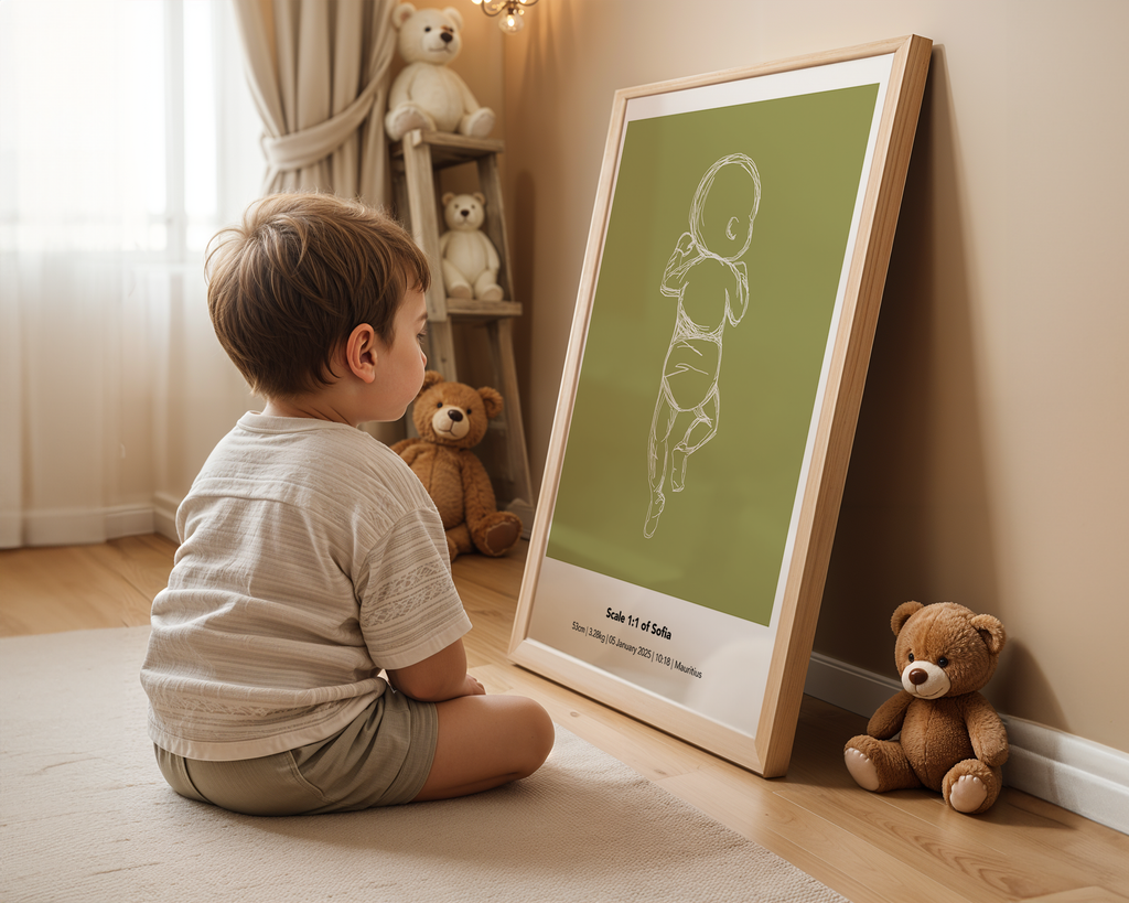 1:1 Scale Custom 300DPI Printable Digital Birth Poster - Sketch Style